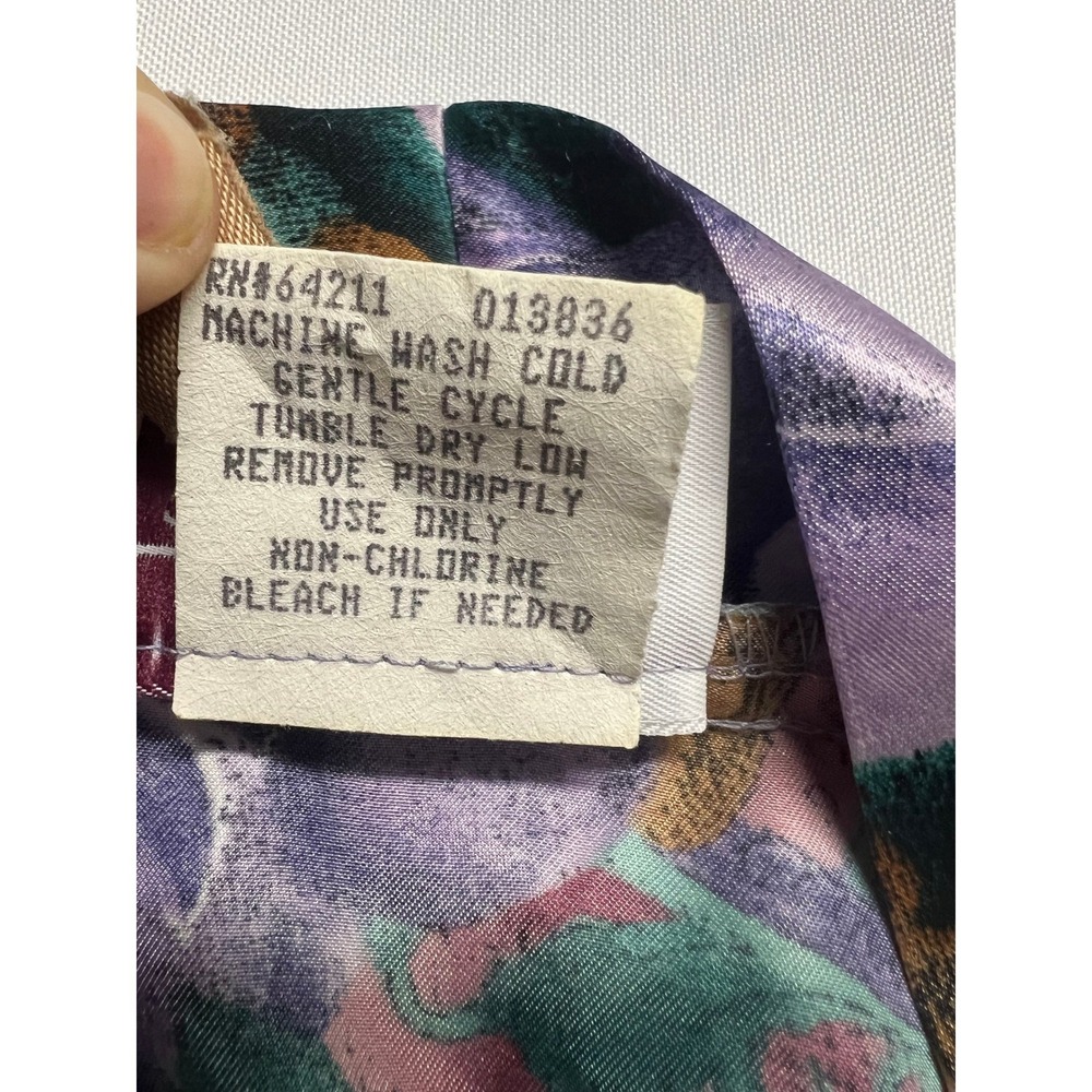 Vintage Floral Satin Robe Long Kimono Large Maximalist Lounge Regency - Picture 6 of 10